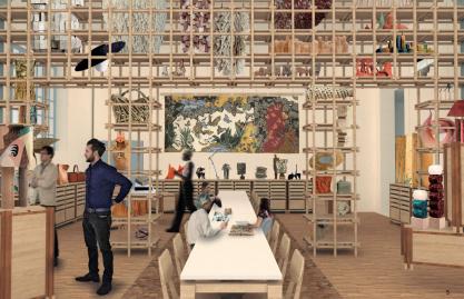 Crédit : "Vitrine des matériaux, des métiers d’art et du design" de Gisèle Blanc Garin, Jalil Ouadah, Julian Turgy, Julie Vandal, Paolo Saillard de l'École des Arts Décoratifs – PSL